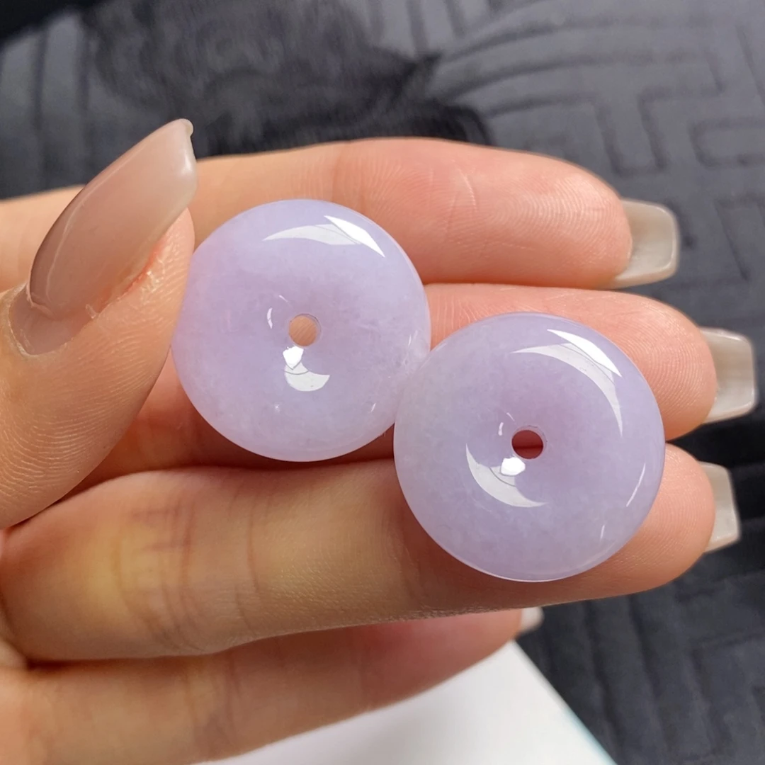 翡翠未镶嵌耳饰紫罗兰扣子