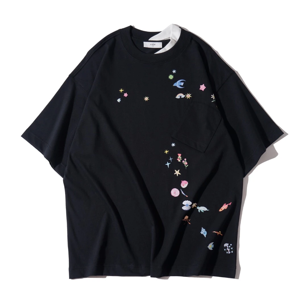 240克  童趣艺术印花宽松圆领短袖T恤 2099