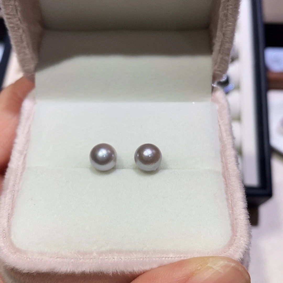 糖***糖银S925镶嵌耳饰海水珍珠多麻7mm