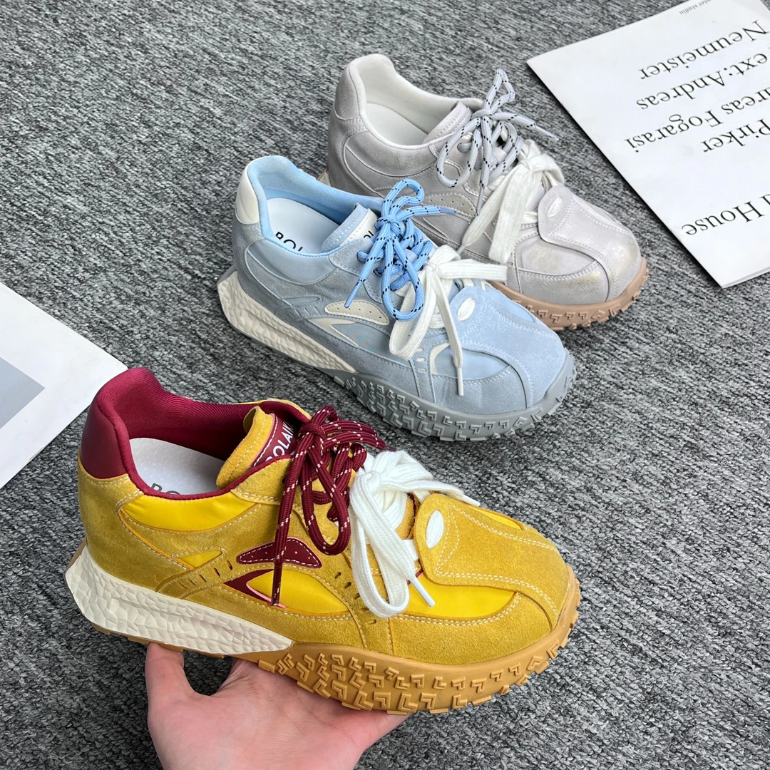 增高7cm春季运动厚底鞋软底复古内增高女鞋真皮百搭圆头女鞋1018