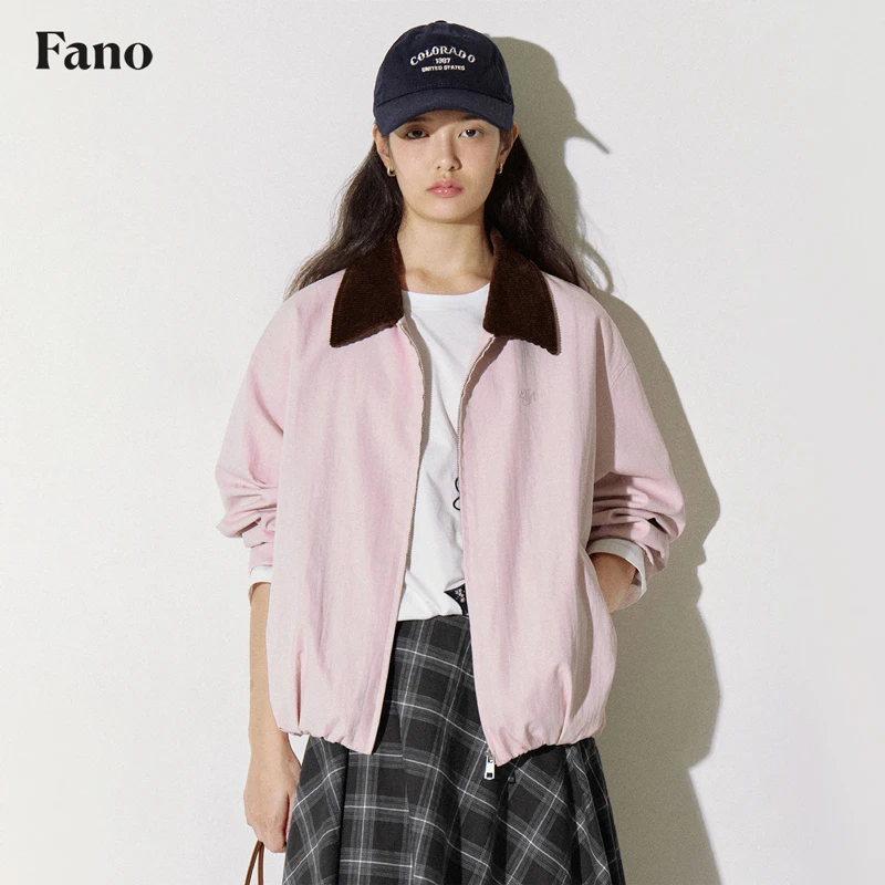 7.29上新 可露丽色系“撞色条绒领口 花苞下摆”夹克短外套FQ25W010