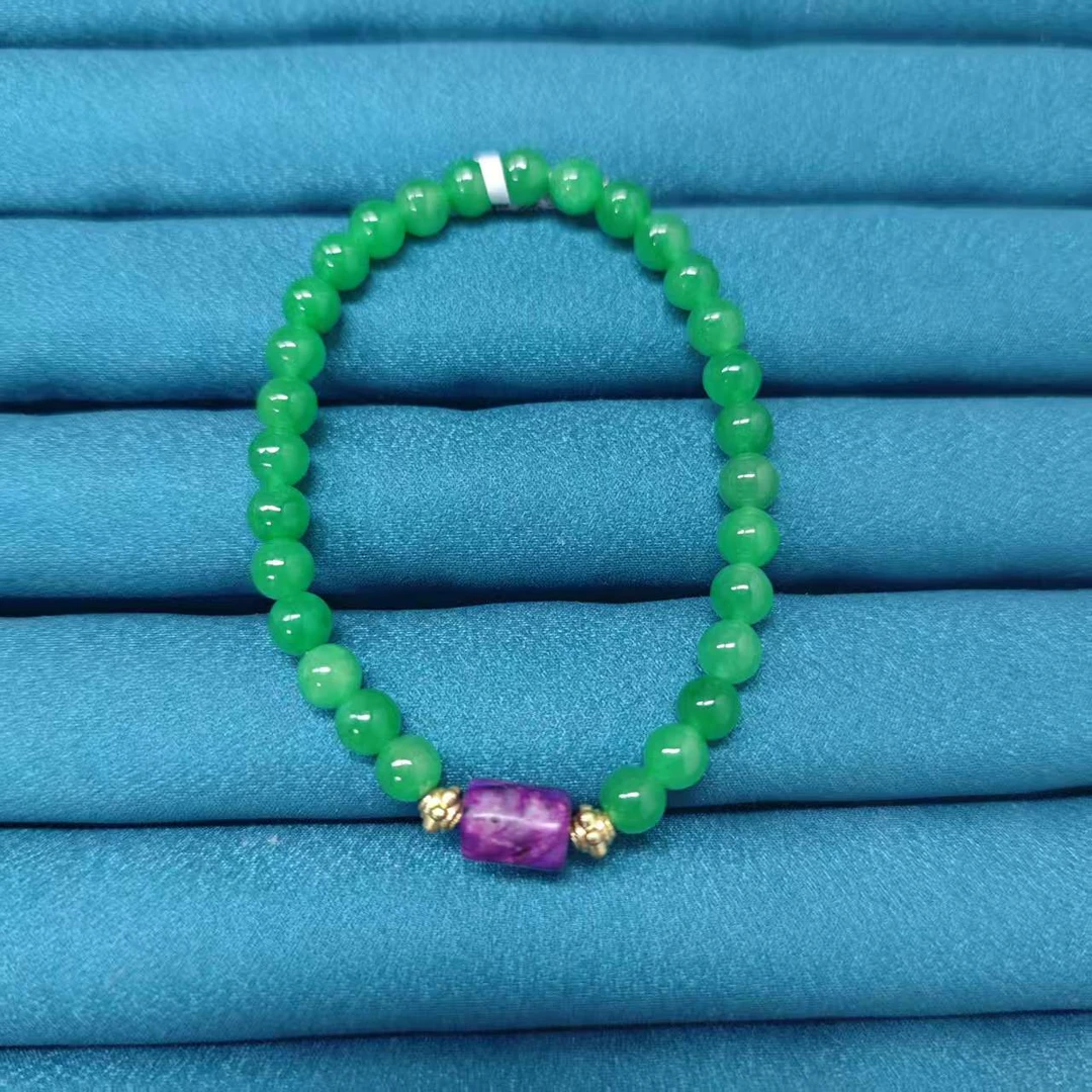 绿翠色圆珠玉石手串