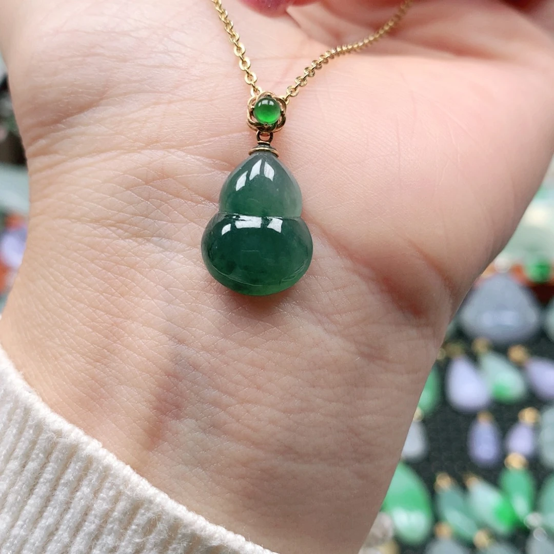 吊坠(不含链)18K金镶嵌翡翠