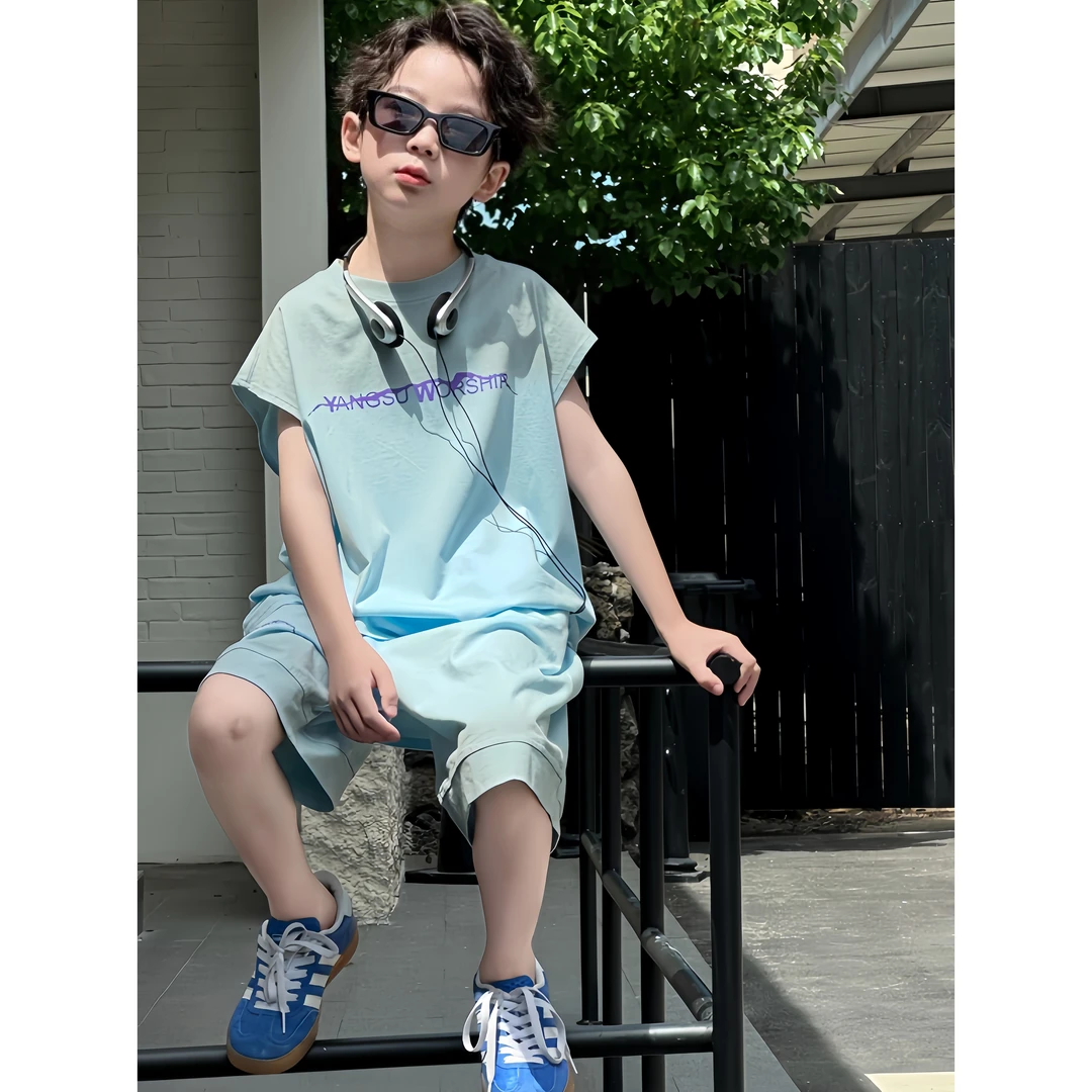 【小哥穿搭】男孩夏季渐变背心套装冰凉透气休闲中大童71557