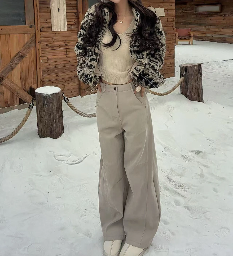 楚楚君 Laugh girl【自由街头】冬款加绒毛弯刀工装休闲裤KL551007J