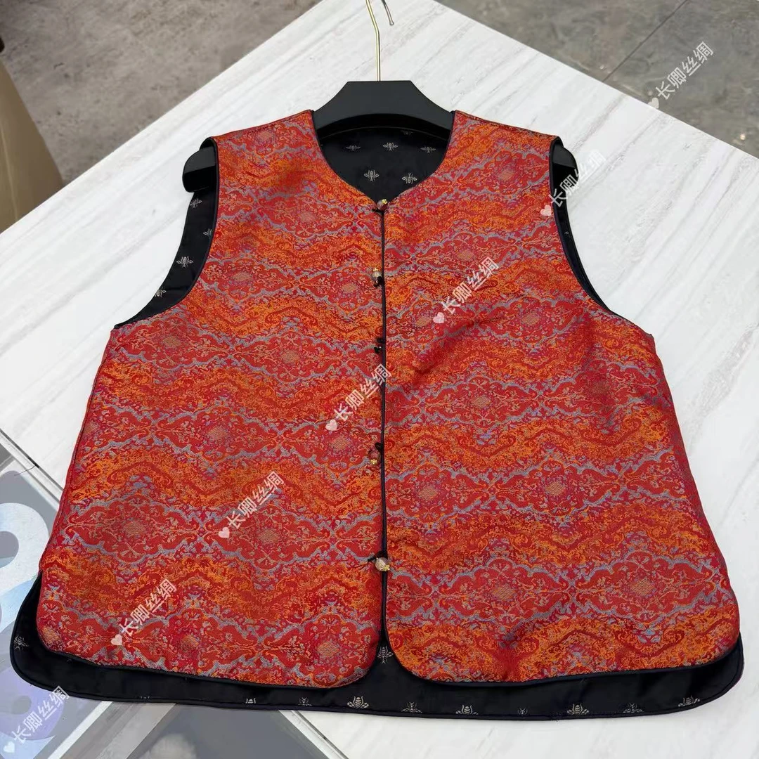 【长卿】2026新中式国风双面穿真丝小蜜蜂百搭马甲D1411