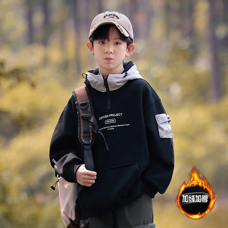 【一眼心动】儿童冬装新款一体绒卫衣男童冬季韩版上衣男孩冬款外套