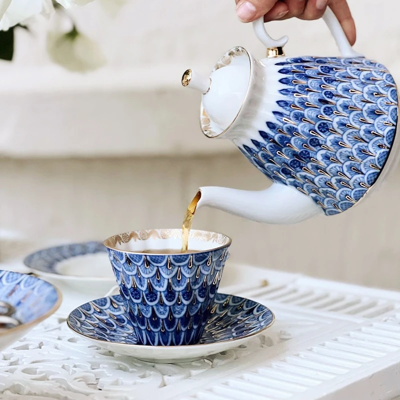 俄皇LOMONOSOV勿忘我系列高端陶瓷咖啡杯碟欧式下午茶茶具礼盒装