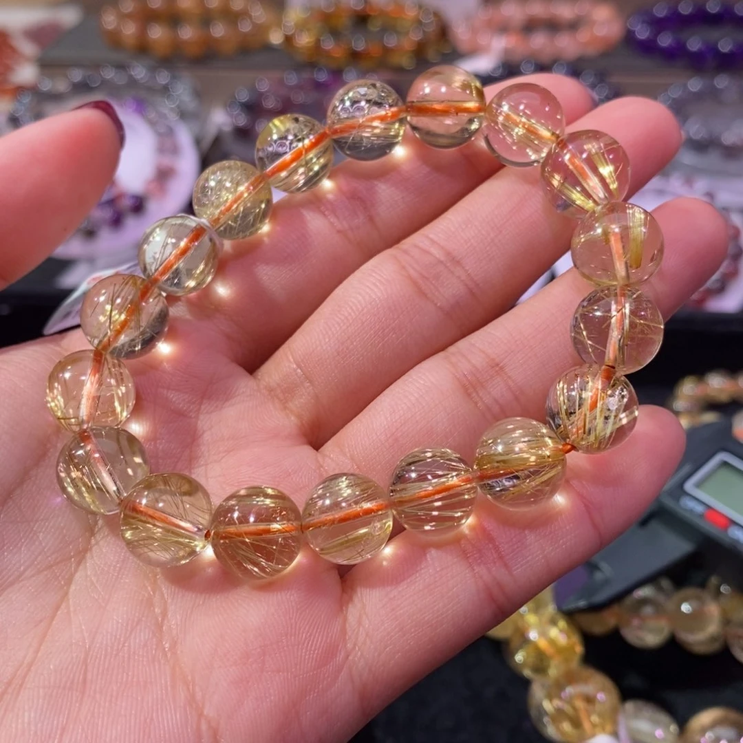 水晶手串未镶嵌金发晶11+