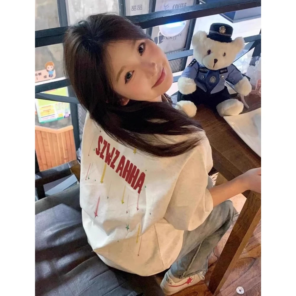 【匡宁】DY23美式潮牌重磅260G纯棉重工印花夏短袖T恤宽松上衣男女