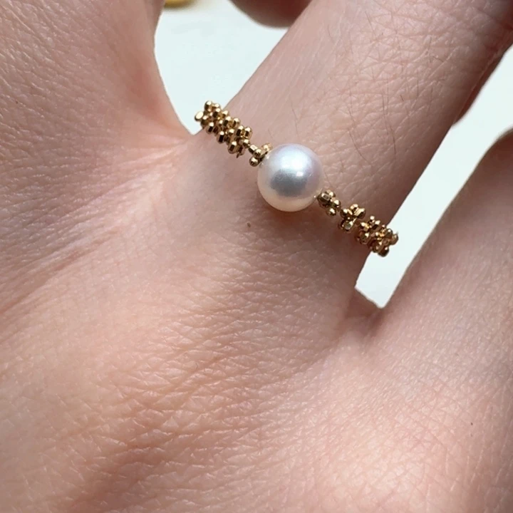 海水珍珠戒指18K金镶嵌