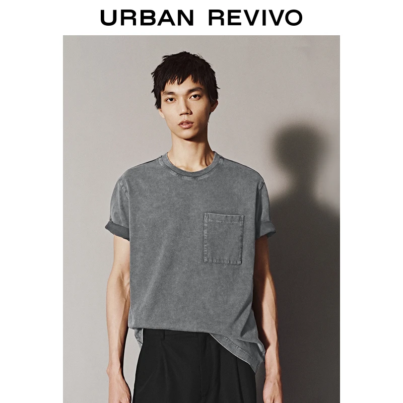 UR2025春季新款男装潮流休闲口袋装饰棉质短袖T恤UMM450050