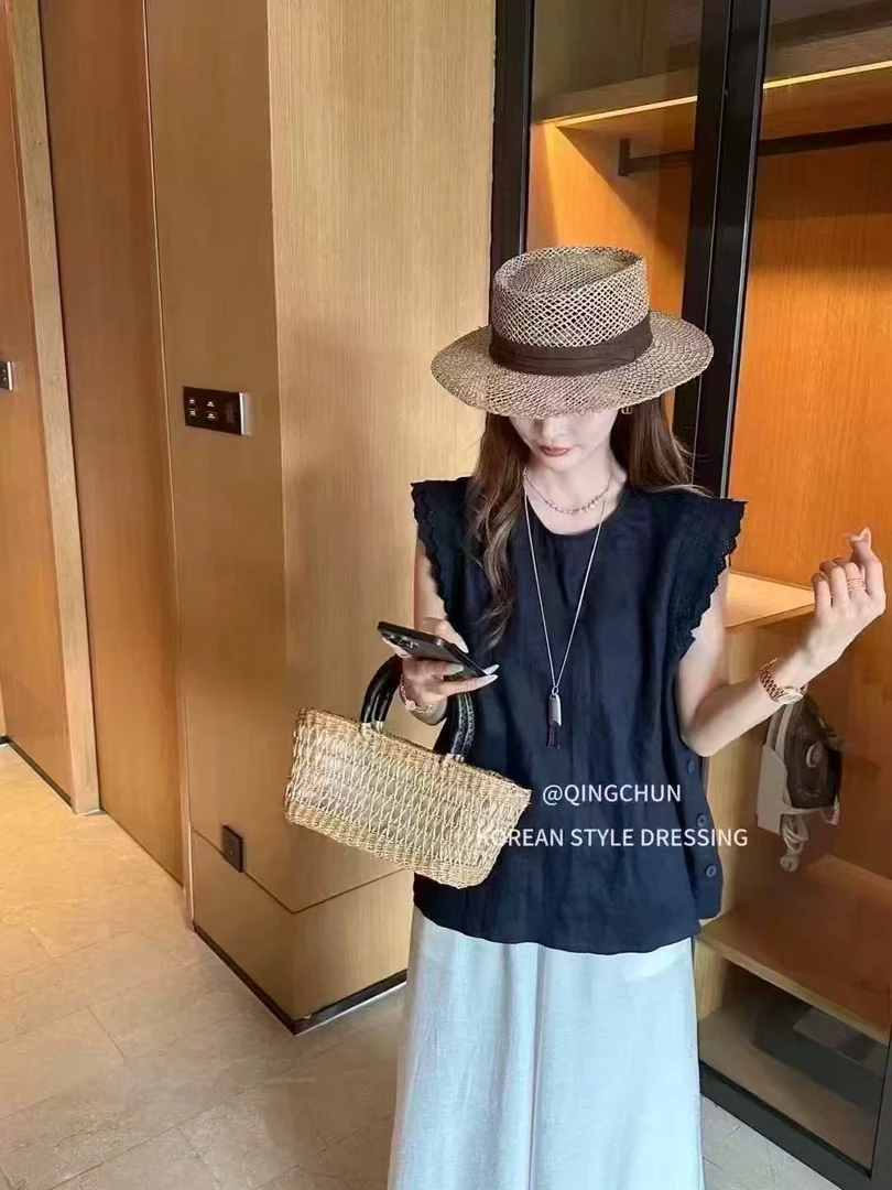 休闲百搭上衣宽松型蕾丝镂女装