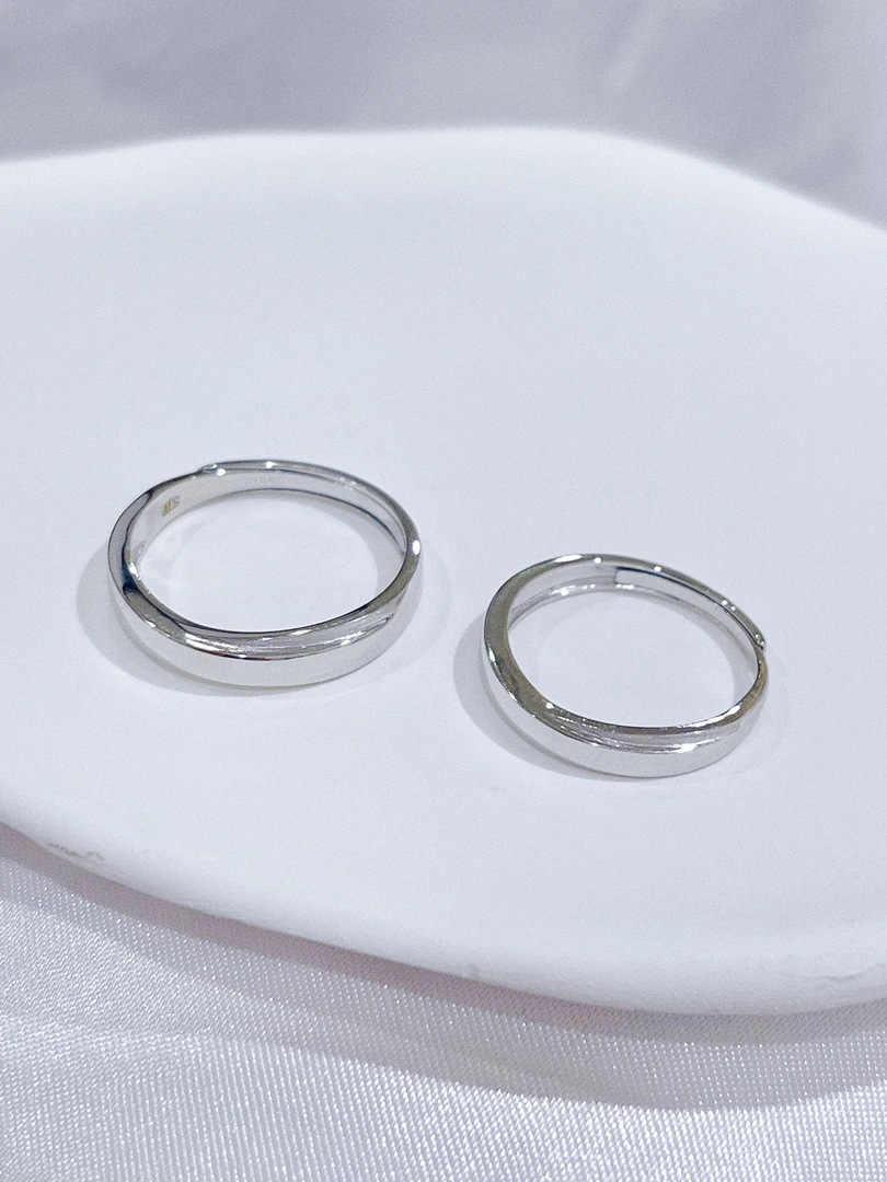 尚晶品珠宝铂金简约光面交织款对戒结婚情侣小众高级感戒指PT950