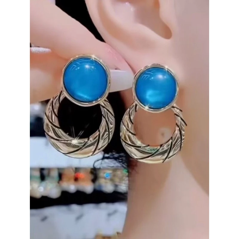 老凤祥足银复古金属耳环圆圈简约百搭耳饰时尚法式气质2025年新款