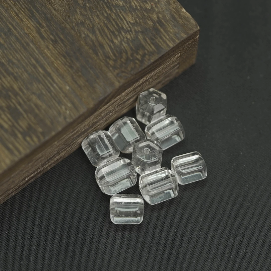 【发3颗】9MM*9MM天然水晶散珠DIY文玩珠宝SJ1