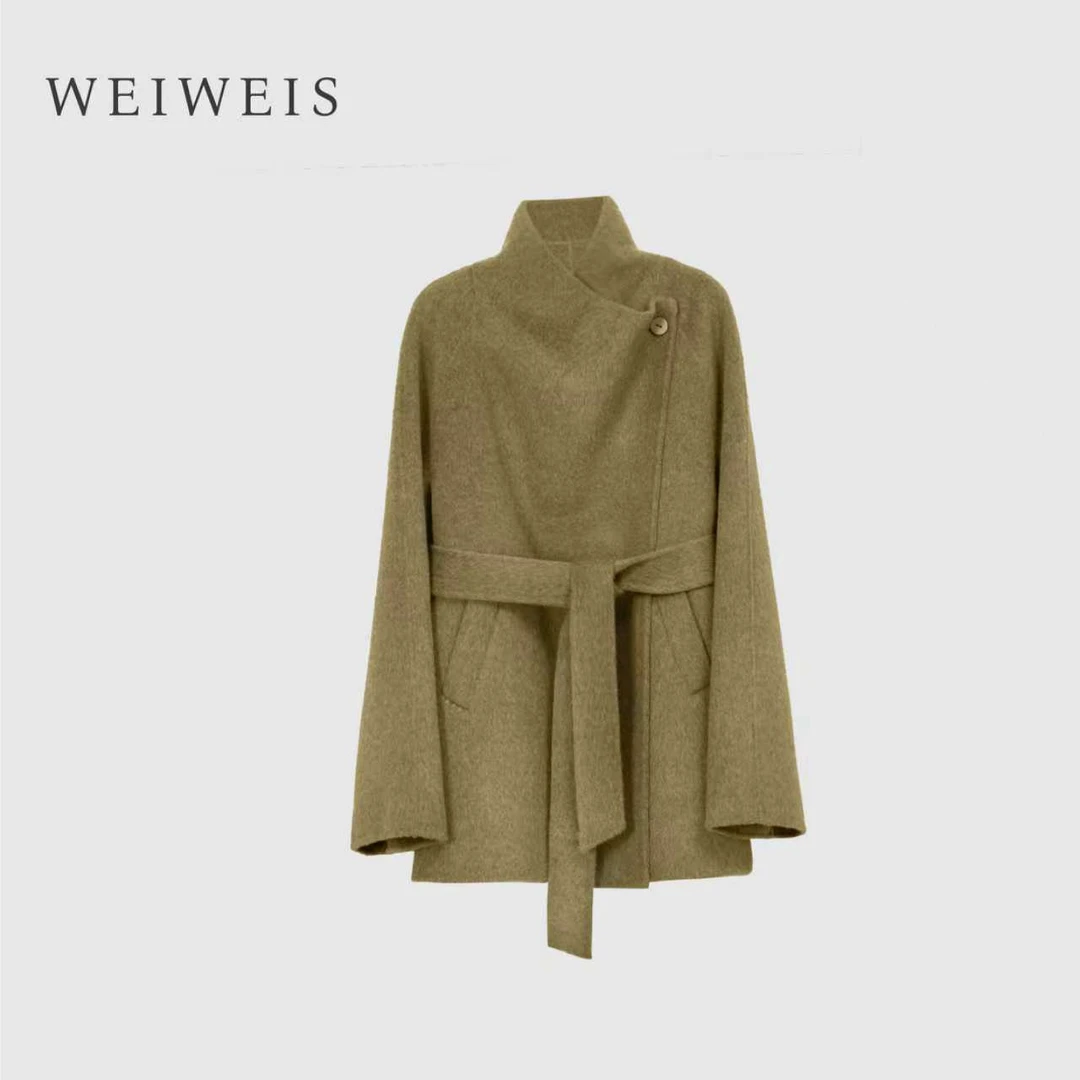 【秀智SUZI】短款山羊绒美利奴绵羊毛气质慵懒宽松双面短款大衣