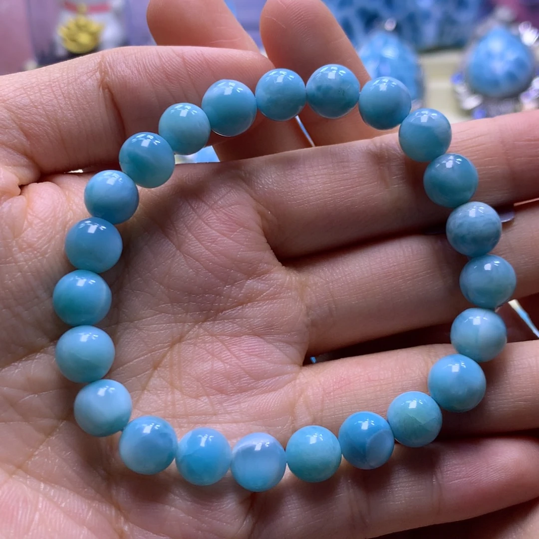 针钠钙石（海纹石）未镶嵌手串8+手串色差略异