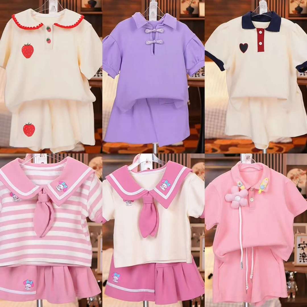 【童趣】夏装女装套装棉绸纯色女夏季薄款卡通风裙子时尚学院风韩