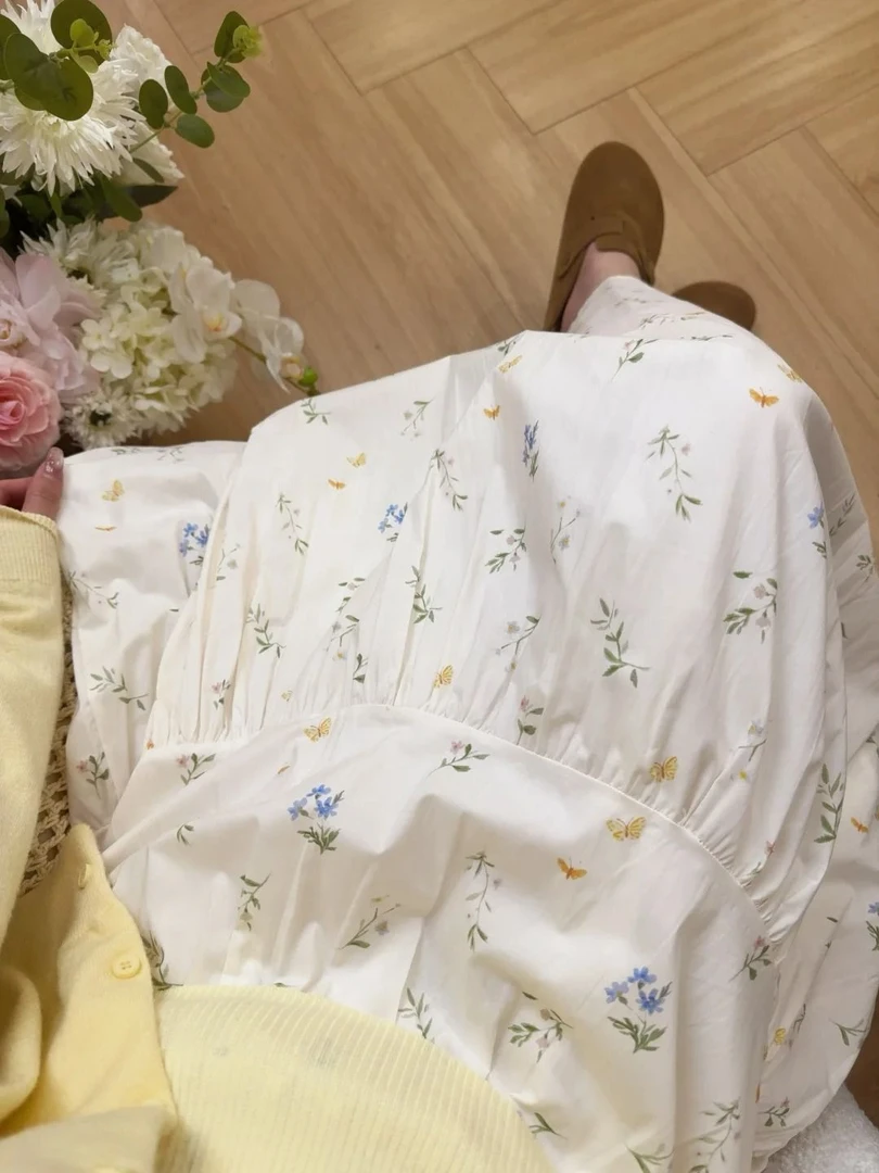 铃兰花好淡雅~纯棉碎花裙夏季温柔气质百搭半身裙复古百搭氛围感