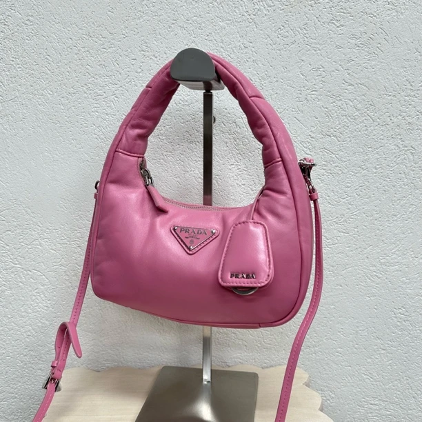 95新 Prada/普拉达 粉色mini soft托特单肩斜挎包 117631