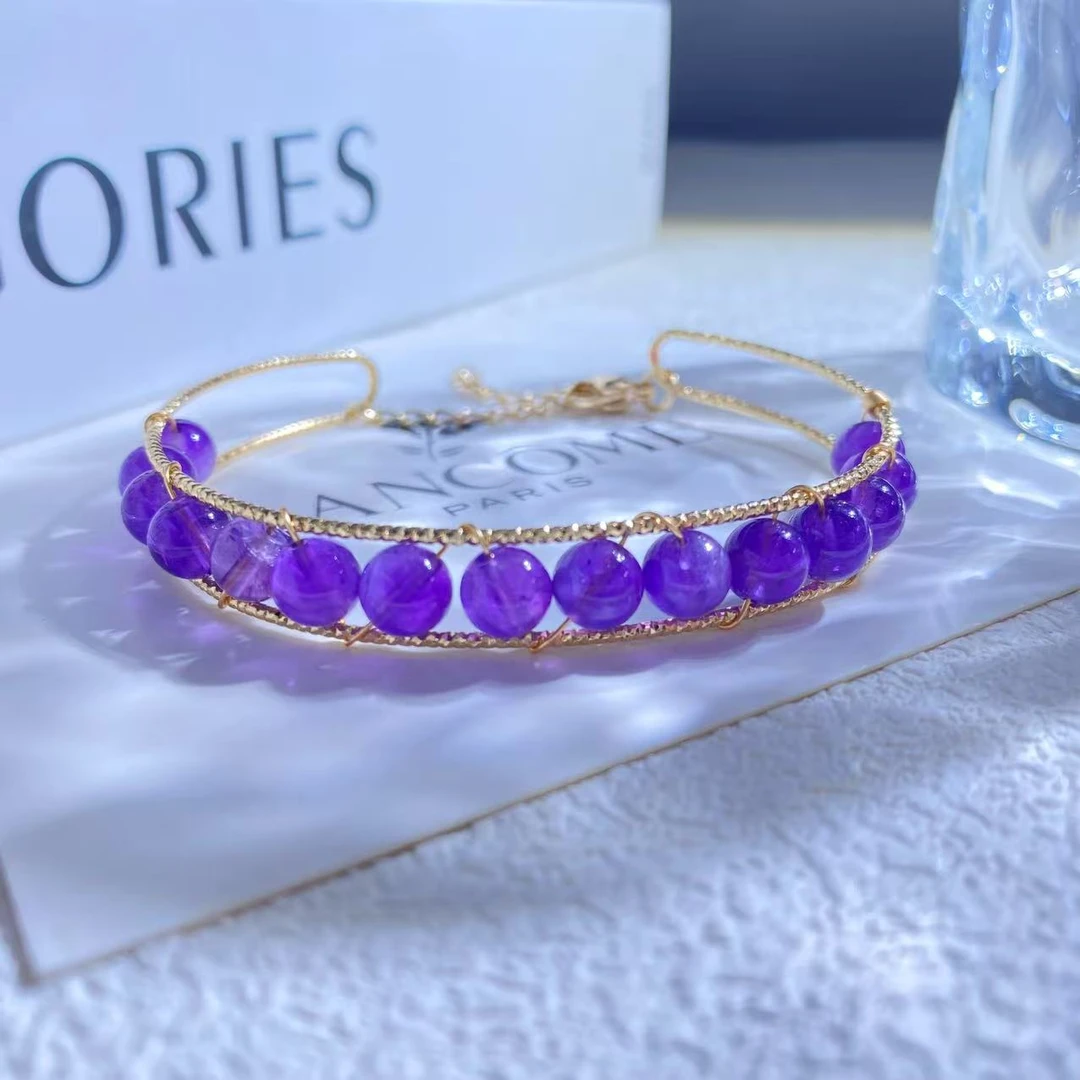 天然水晶紫晶圆珠手环多样性随机发85