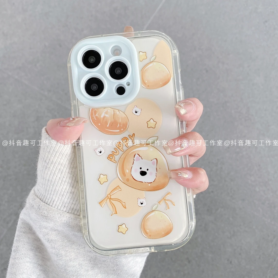 （苹果）果冻奶油适用iPhone16promax15/14/13/12/11橘子小狗手机壳