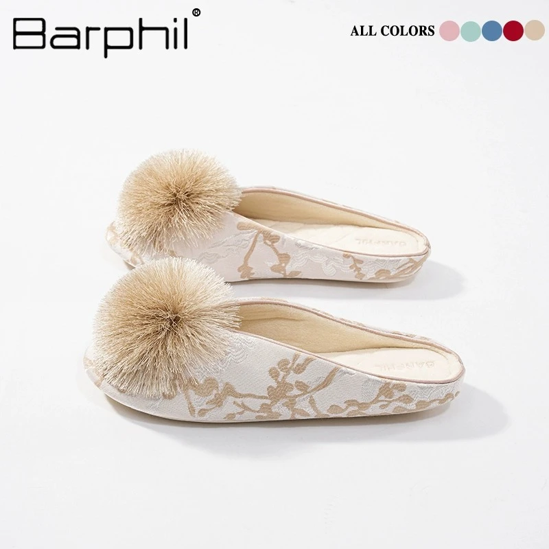 Barphil拖鞋女2025新款秋冬季室内家居防滑新中式包头月子鞋静音