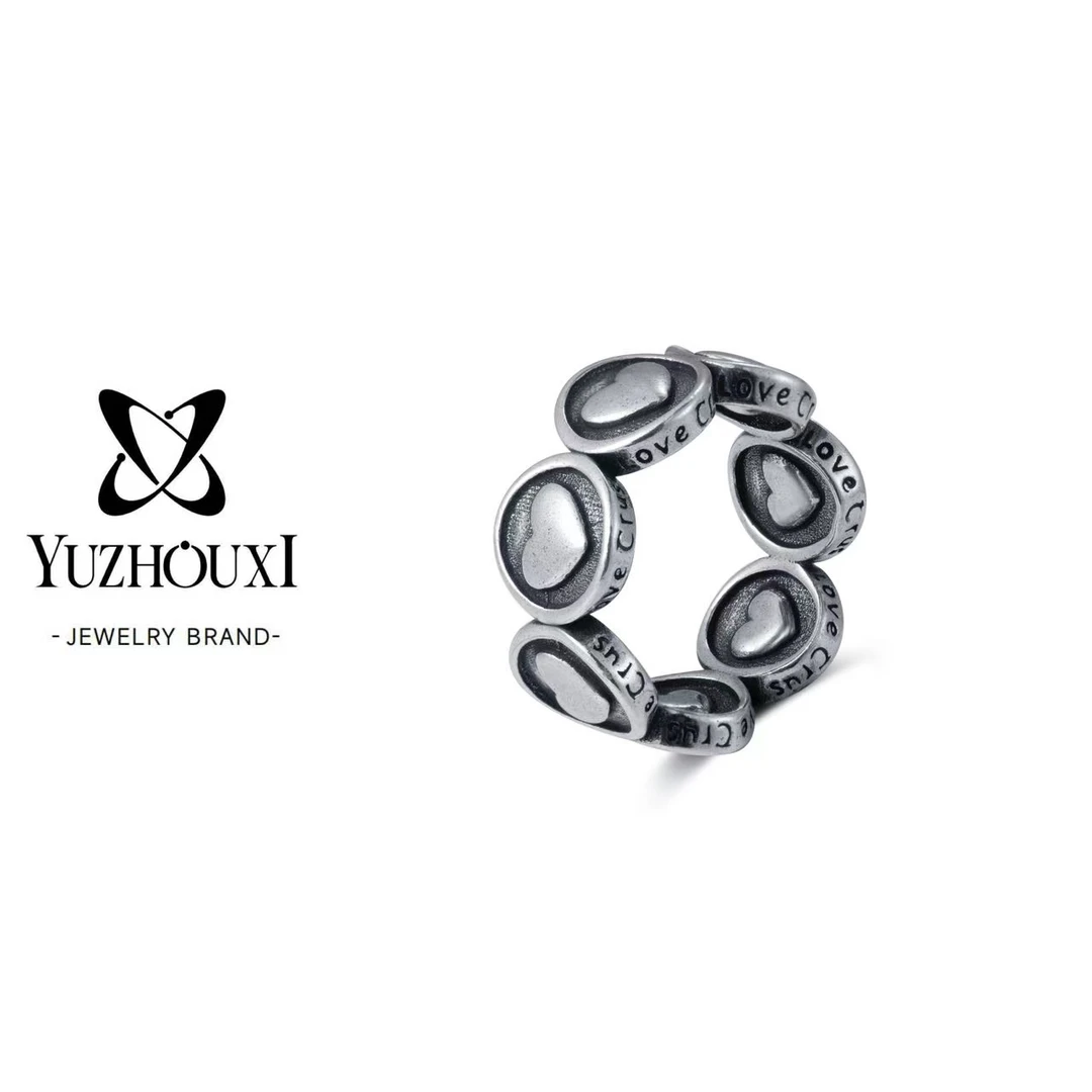 铜合金戒指 K4-184【镀银爱心小圆饼闭口一圈戒指】美码