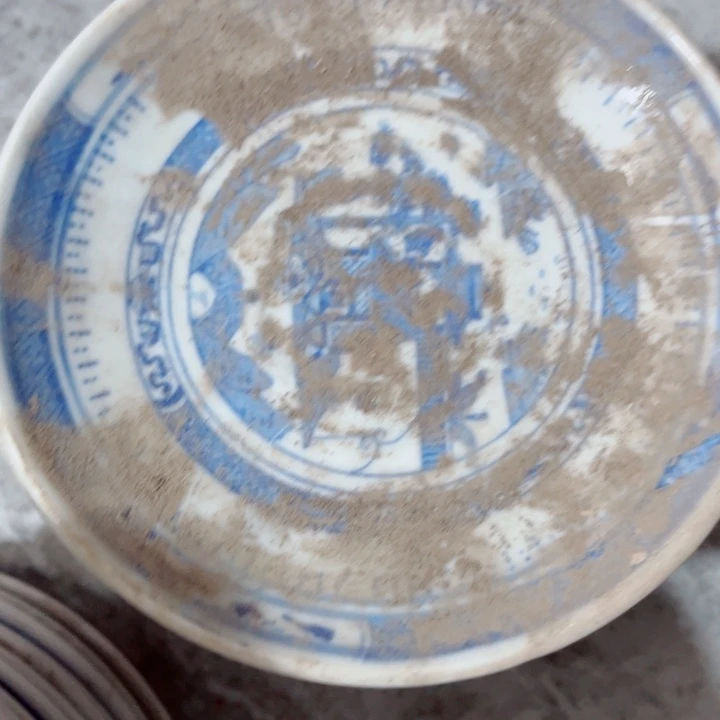 青花玲珑5.5寸骨碟梧桐微瑕