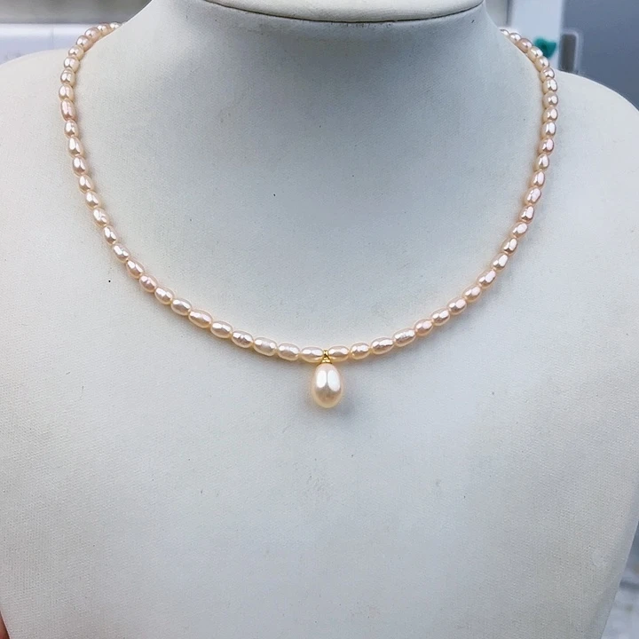 颈饰银S925镶嵌淡水珍珠