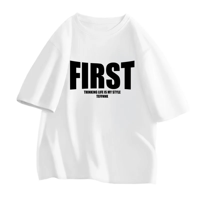 情侣半袖纯棉t恤白色休闲夏季宽松印花圆领卡通黑色上衣春夏百搭