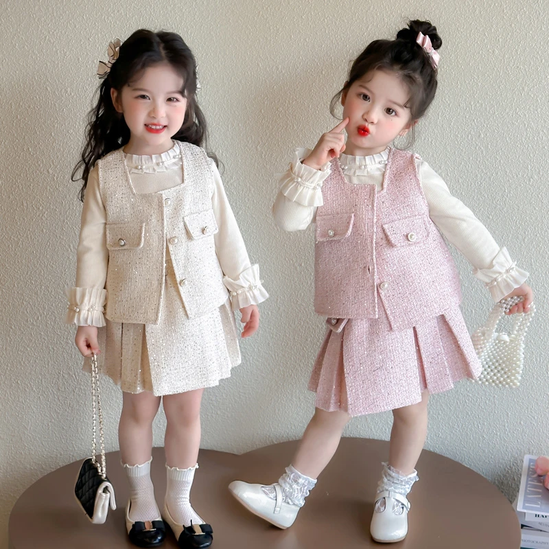 女童春装套装2025新款女孩洋气时髦潮衣女宝宝春秋季小香风两件套