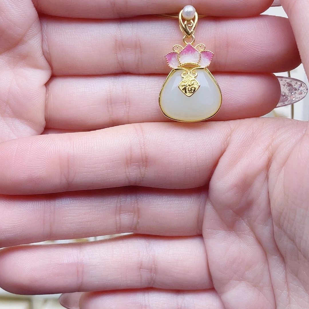 和田玉银S925镀金镶嵌颈饰