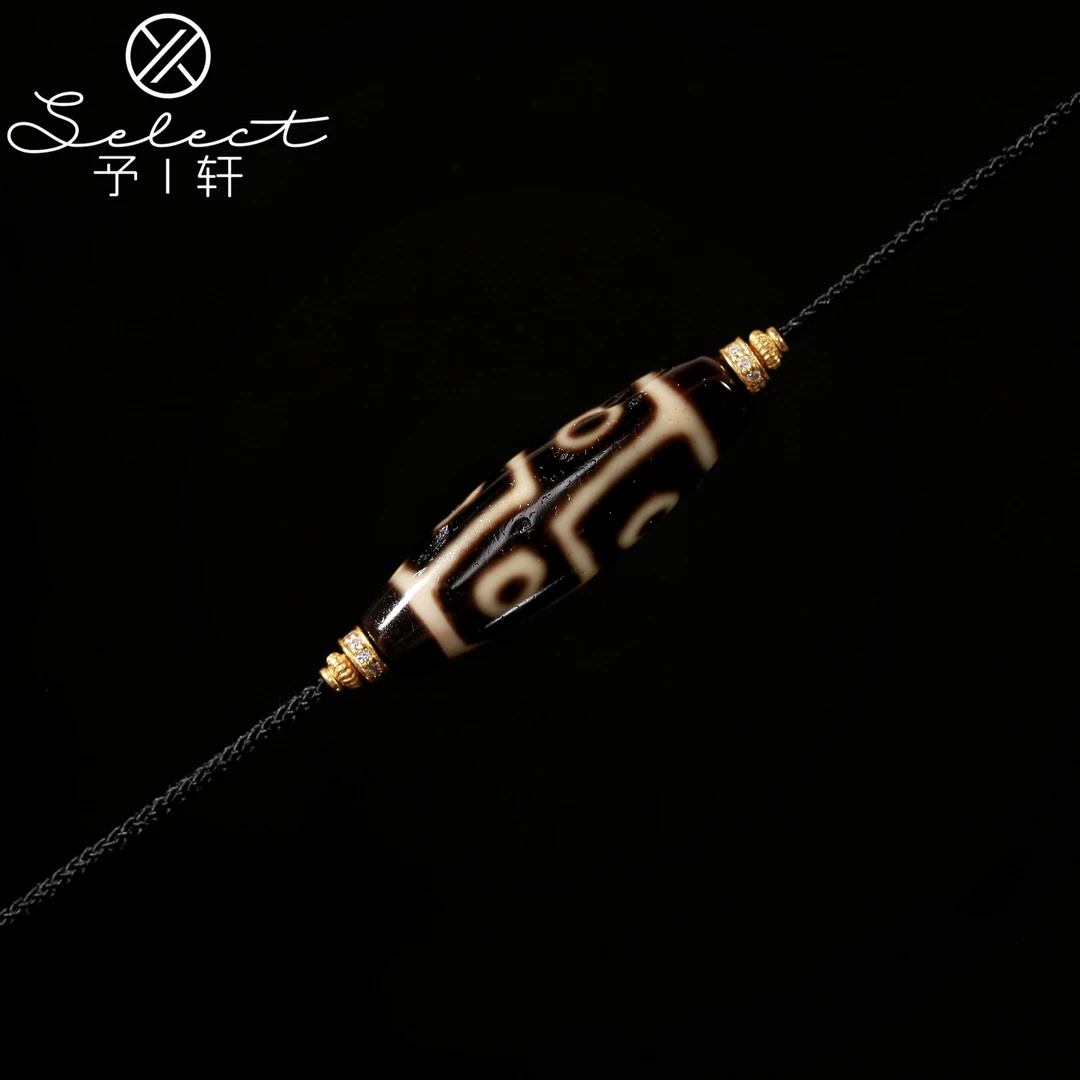 予轩出品；精品至纯折线六眼支持入盒鉴定39.5*12.6mm天珠吊坠藏系