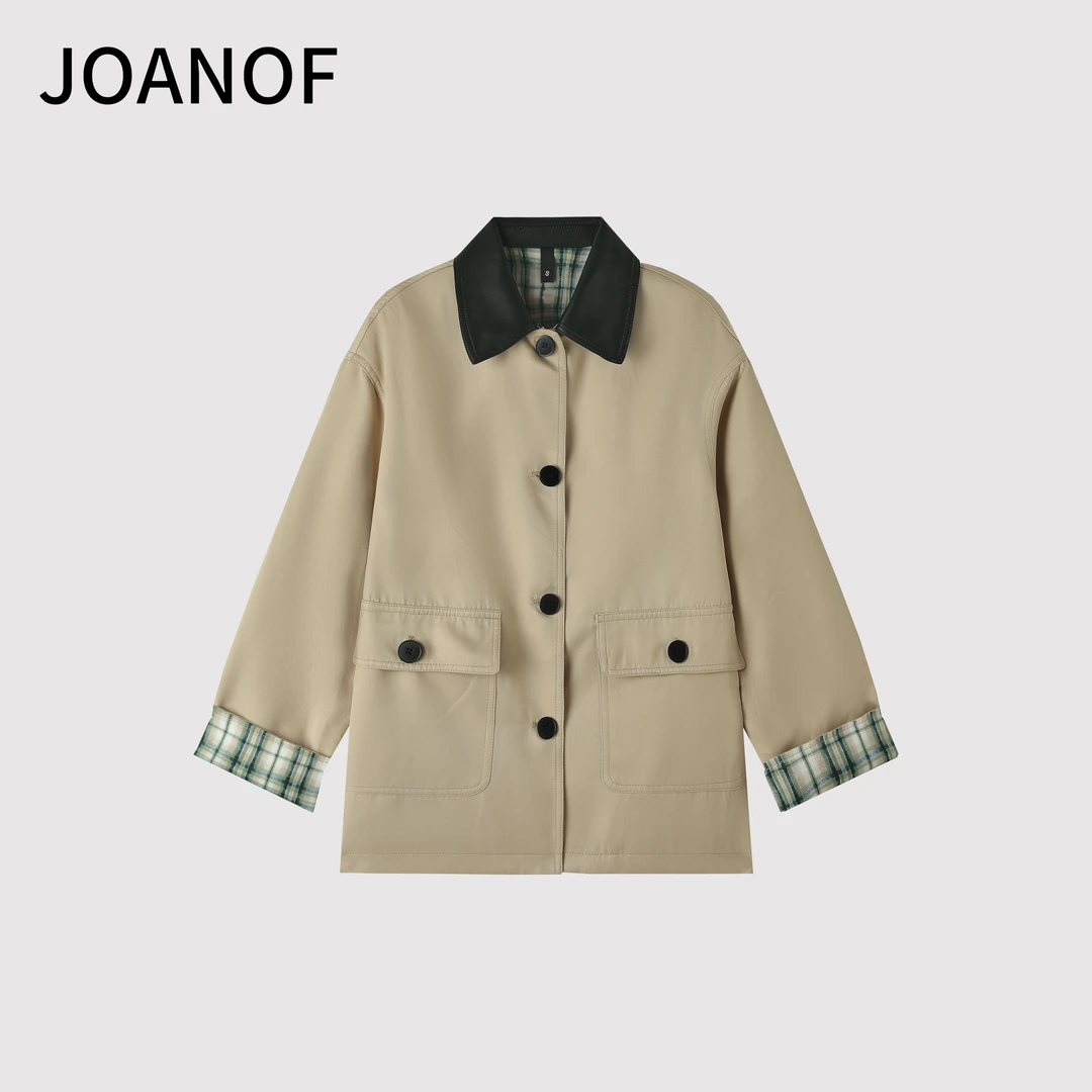 JOANOF巴黎旧梦百搭时尚翻领气质休闲风衣外套-X708/K