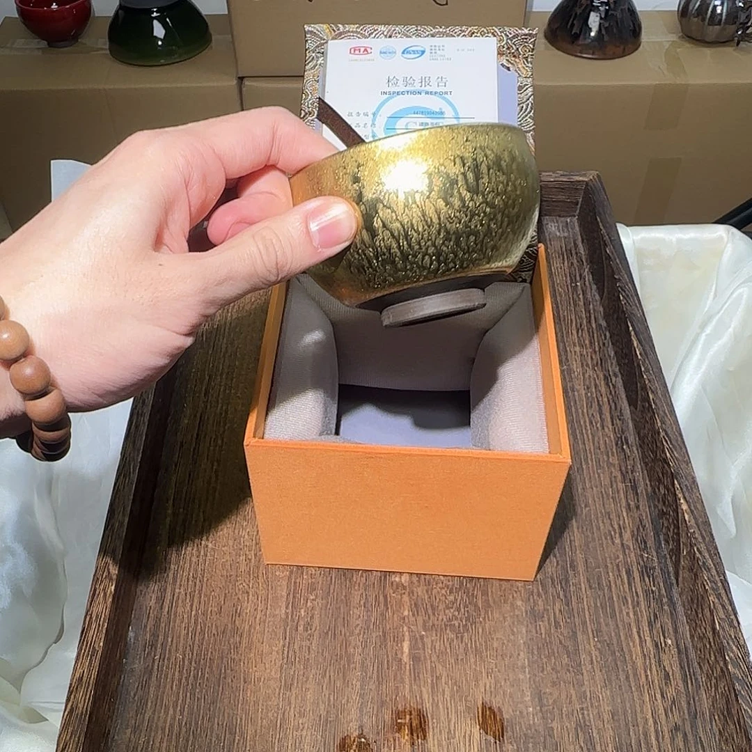 茶盏金色百花建盏主人杯