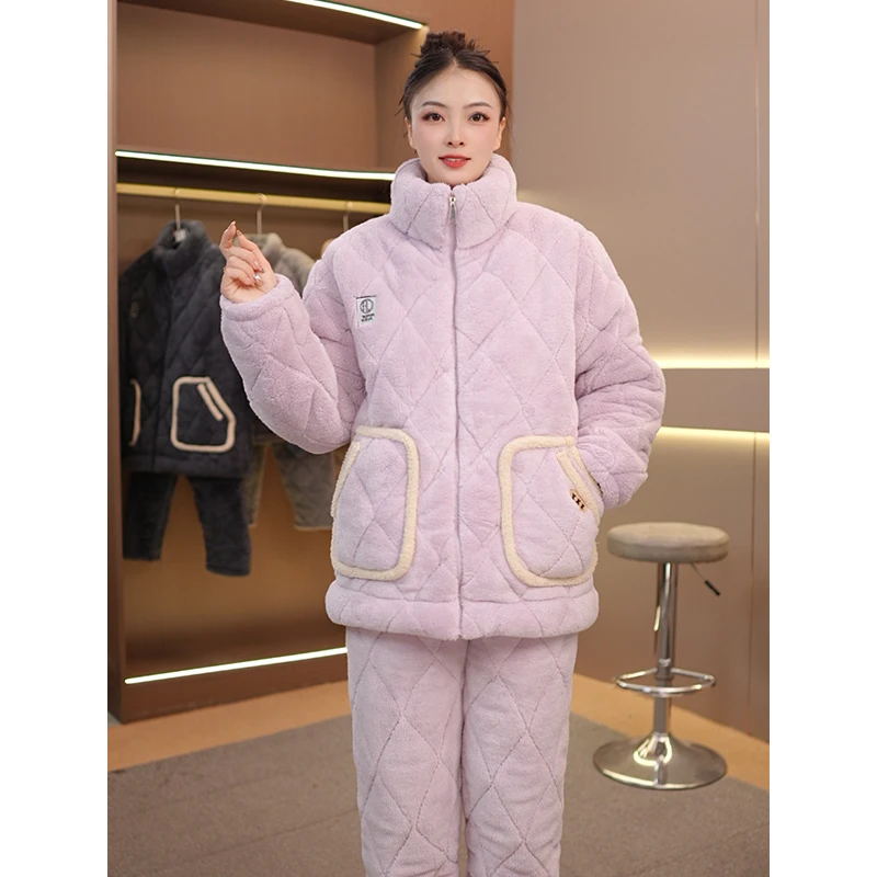 【升级变态厚】大码睡衣家居服男女保暖抗寒可外穿加厚休闲套装