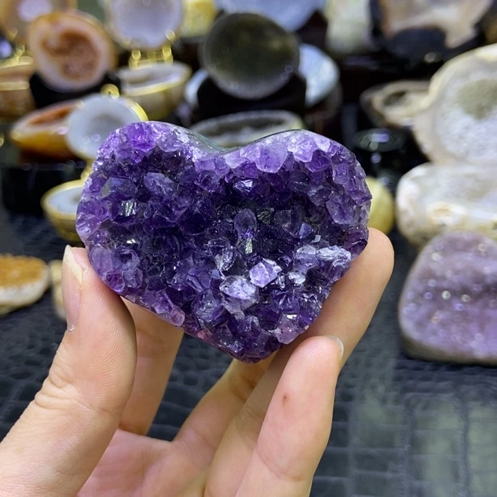 未镶嵌珠宝半成品水晶紫晶爱心