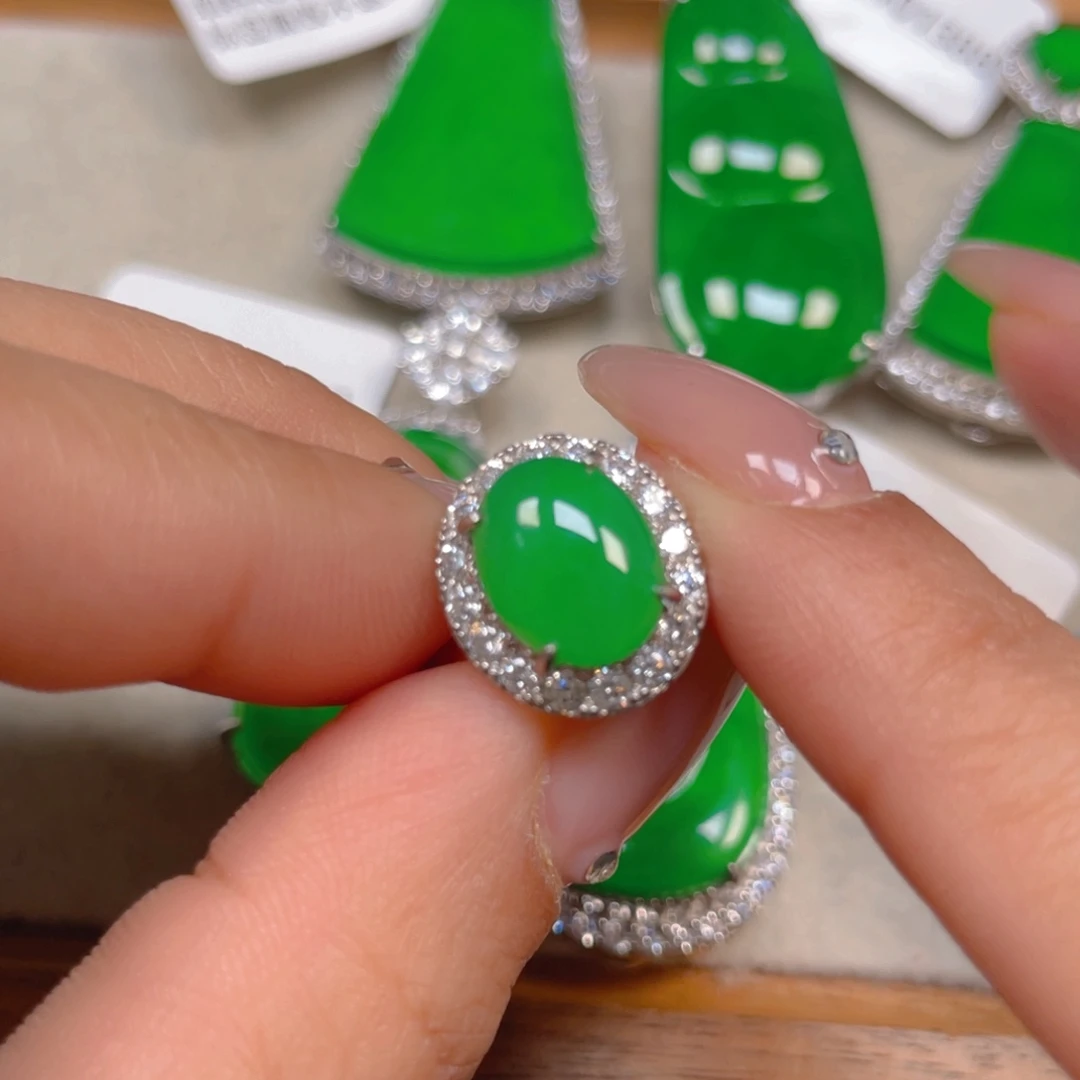 翡翠银S925镶嵌挂件