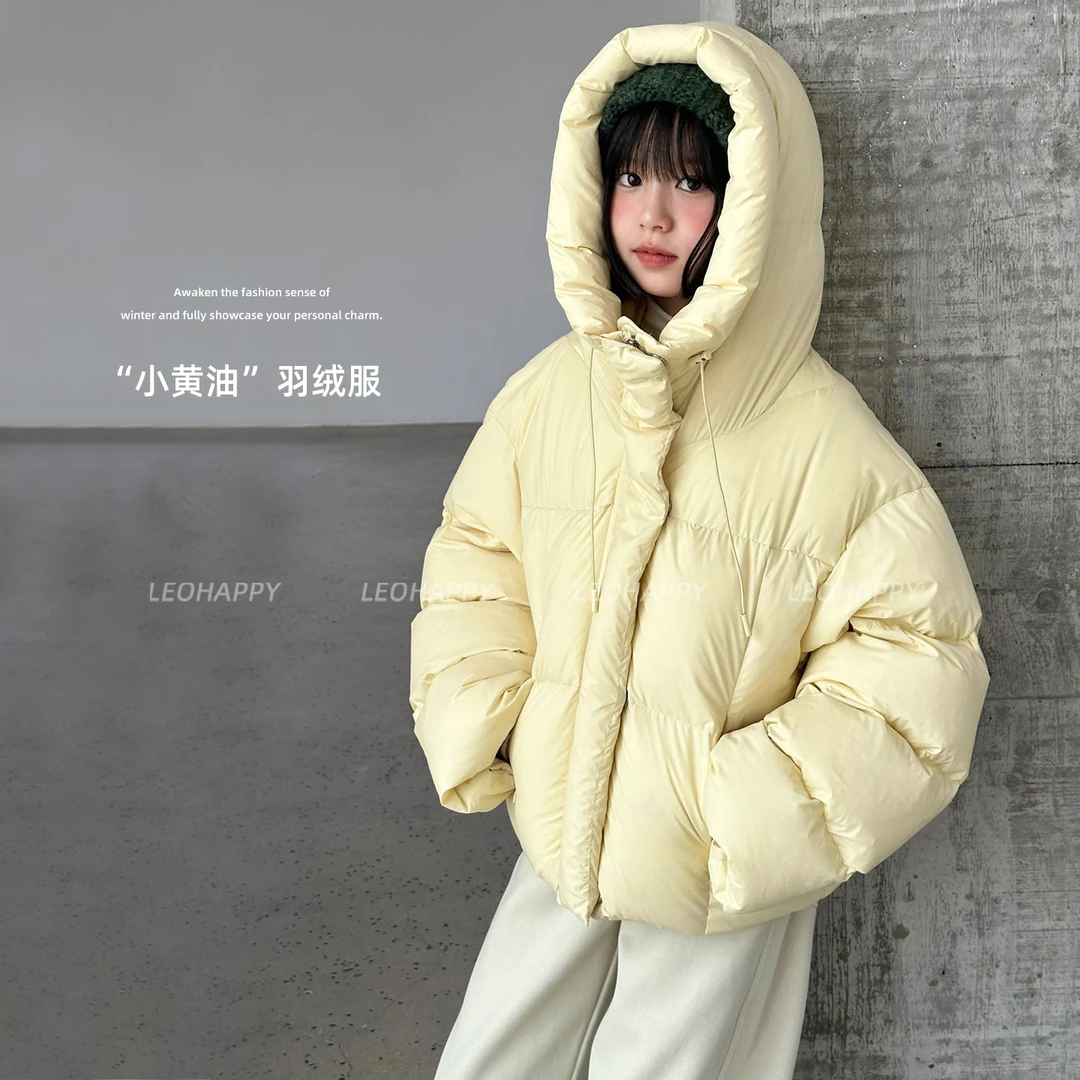 【小黄油】杜邦三防90%安心绒短款连帽羽绒服