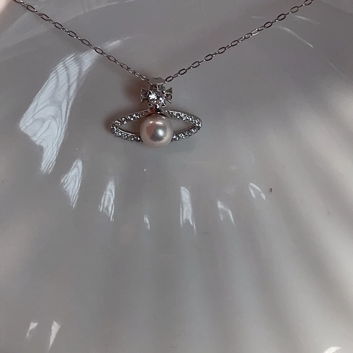 淡水珍珠银S925镶嵌颈饰