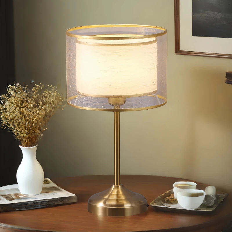 烨上极简轻奢时尚台灯床头灯卧室铜色复古主卧网红款装饰灯具