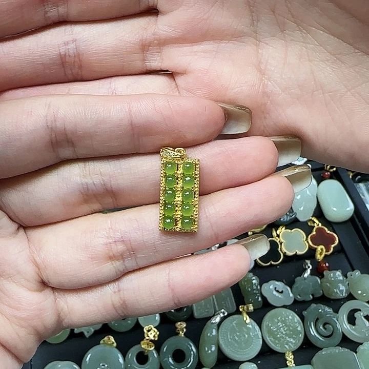 和田玉颈饰银S925镶嵌