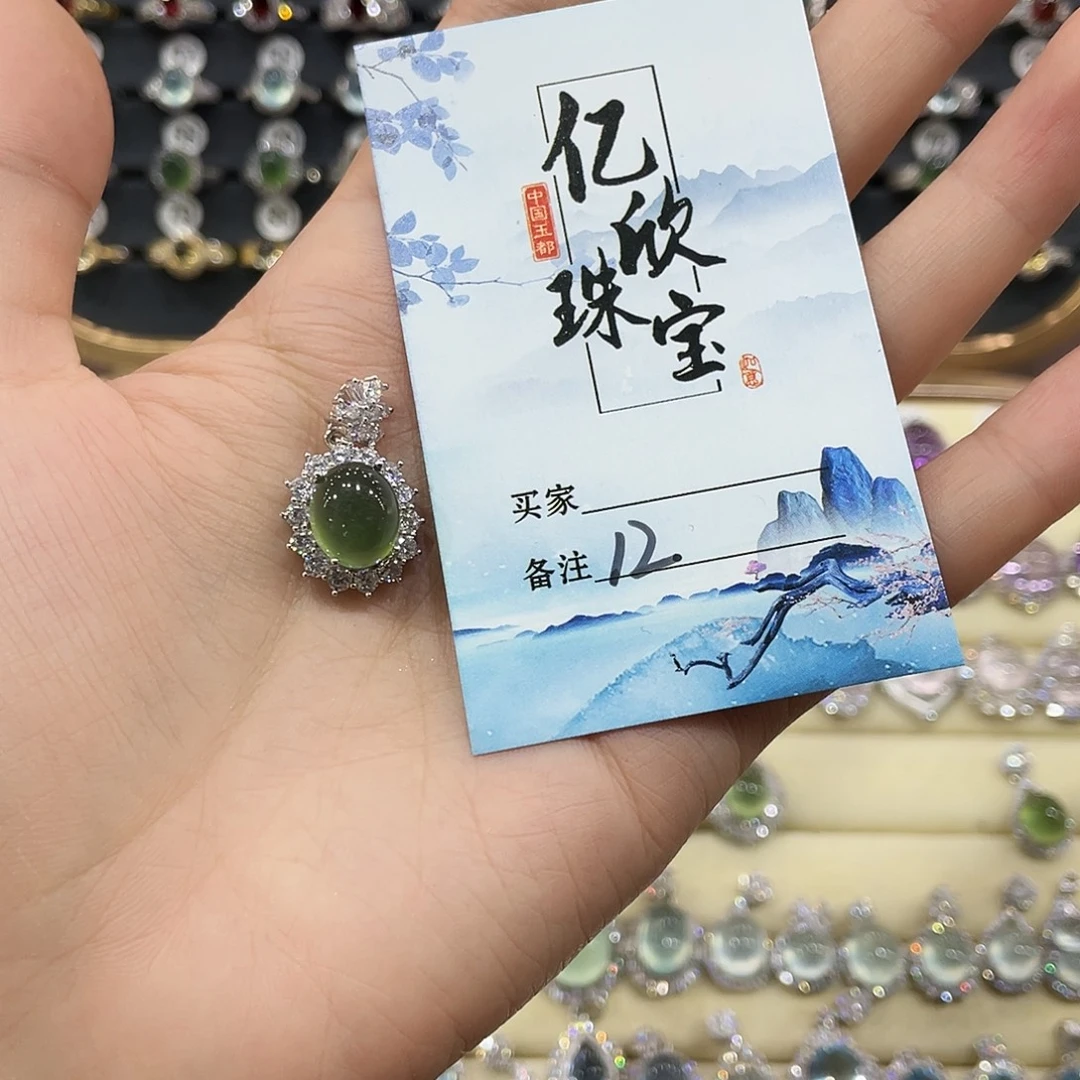 俺***大蛇纹石玉银S925镶嵌颈饰12