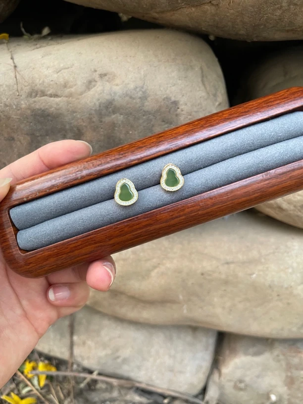 和田玉耳钉简约精致气质百搭饰品