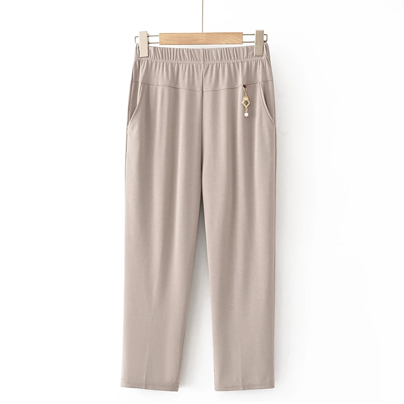 8066-中老年裤子春秋女加肥加大高腰宽松黑色休闲裤女裤【菲】