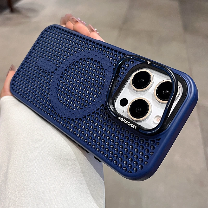 适用苹果16promax手机壳大孔防摔磁吸镜框支架散热实用配件高级感