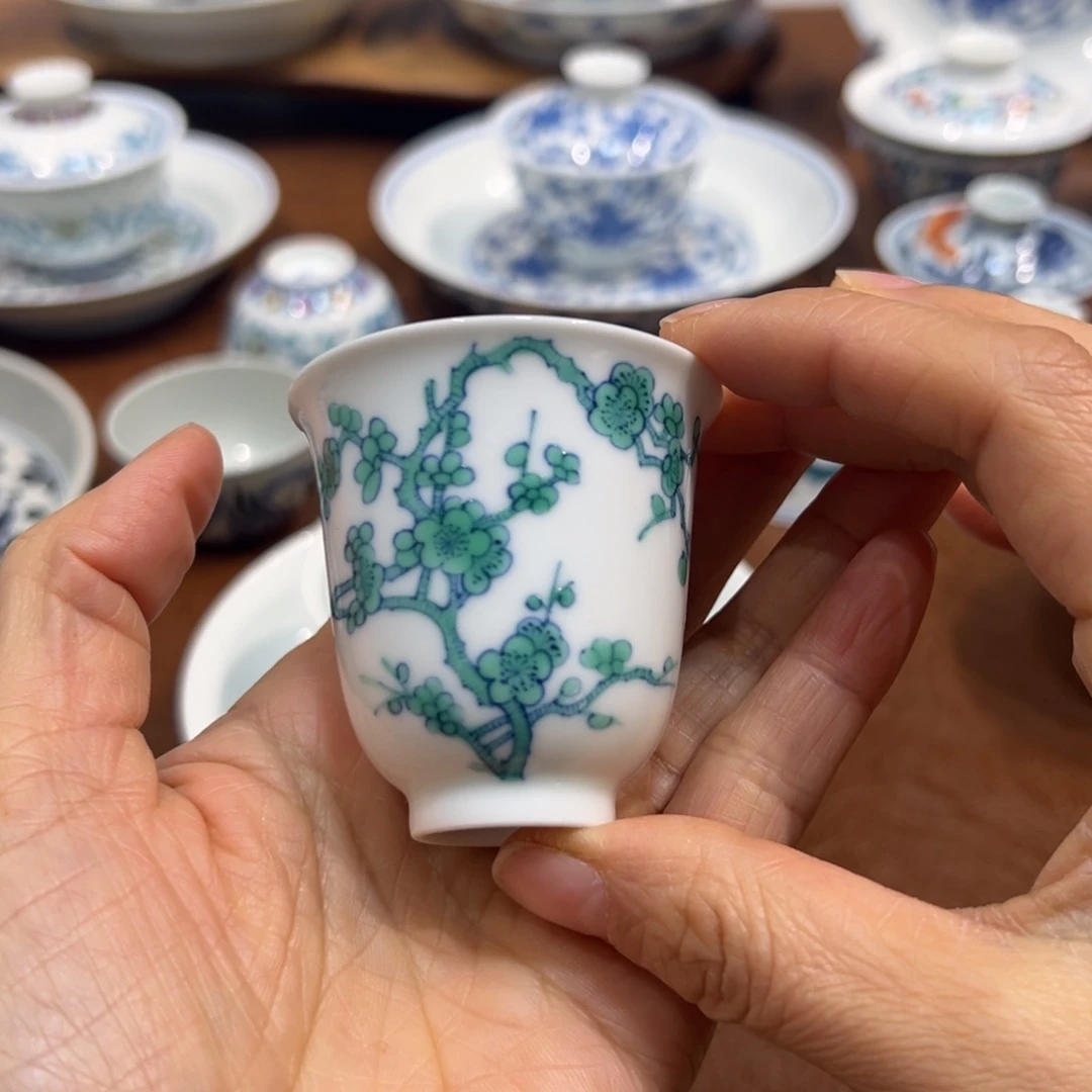 斗彩绿梅闻香杯60毫升