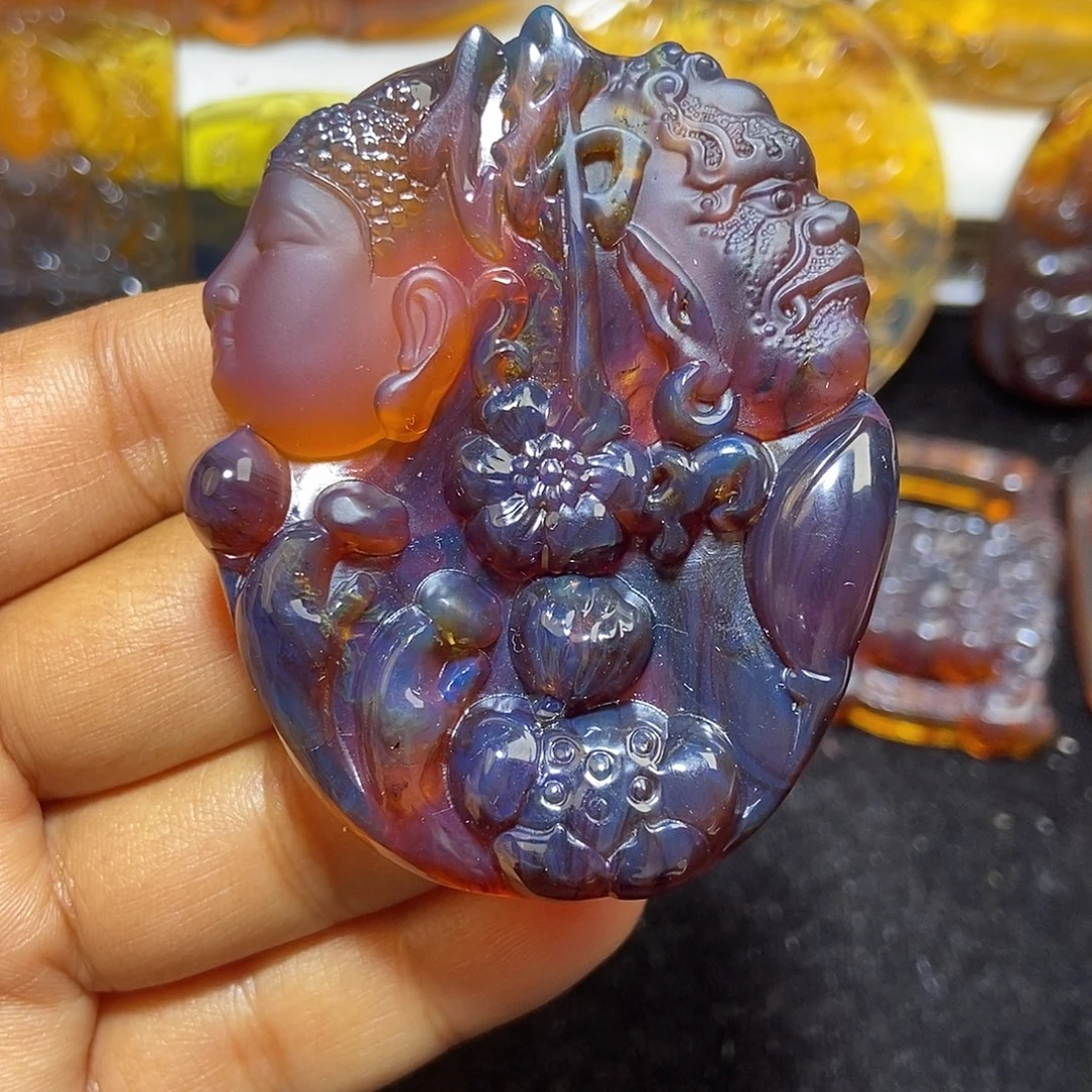 琥珀未镶嵌颈饰缅甸天然琥珀吊坠